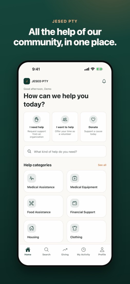 App Store screenshot: Home screen asking How can we help you today, with help categories